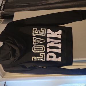 PINK Victoria's Secret Black Silver Lavender Hearts Hoodie